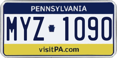 PA license plate MYZ1090