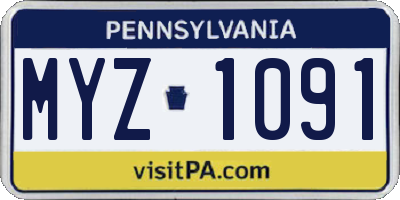 PA license plate MYZ1091