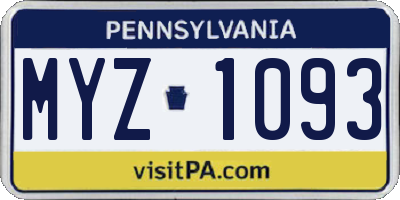 PA license plate MYZ1093