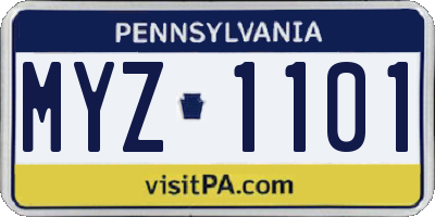 PA license plate MYZ1101