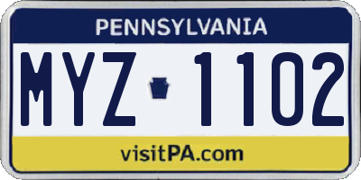 PA license plate MYZ1102