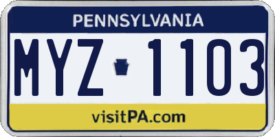 PA license plate MYZ1103