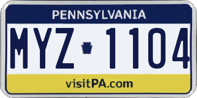 PA license plate MYZ1104
