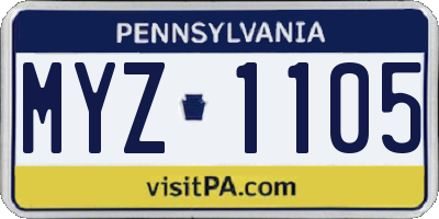 PA license plate MYZ1105