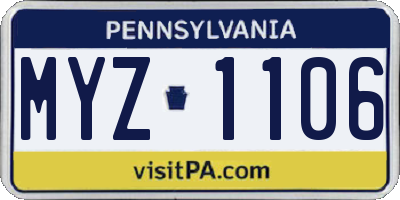 PA license plate MYZ1106
