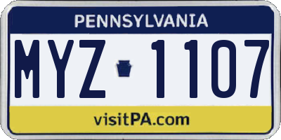 PA license plate MYZ1107