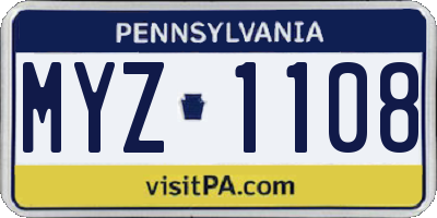 PA license plate MYZ1108