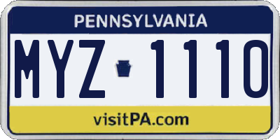 PA license plate MYZ1110