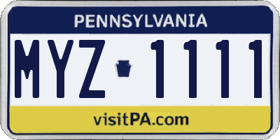 PA license plate MYZ1111