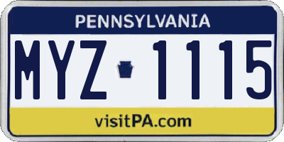PA license plate MYZ1115
