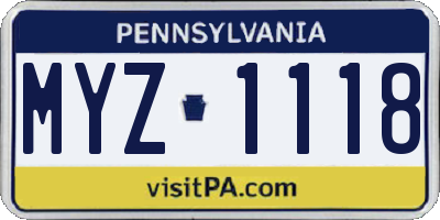 PA license plate MYZ1118