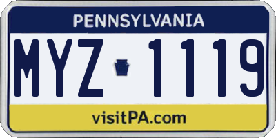 PA license plate MYZ1119
