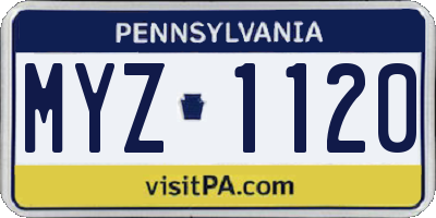 PA license plate MYZ1120