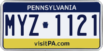 PA license plate MYZ1121