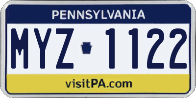PA license plate MYZ1122