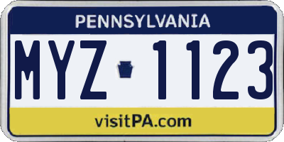 PA license plate MYZ1123
