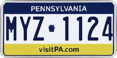 PA license plate MYZ1124