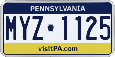 PA license plate MYZ1125
