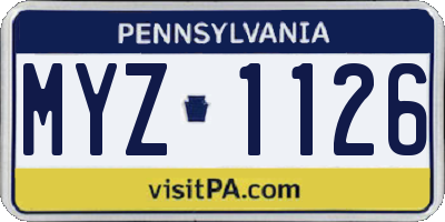 PA license plate MYZ1126