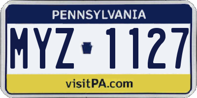 PA license plate MYZ1127