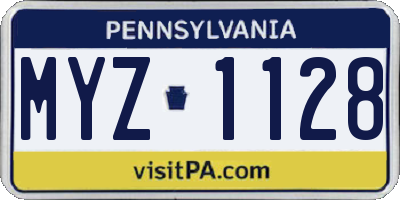 PA license plate MYZ1128