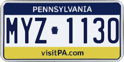 PA license plate MYZ1130