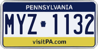 PA license plate MYZ1132