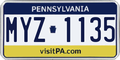 PA license plate MYZ1135