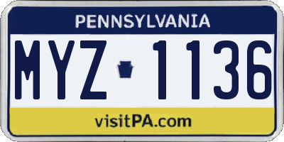 PA license plate MYZ1136