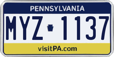 PA license plate MYZ1137