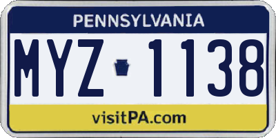 PA license plate MYZ1138