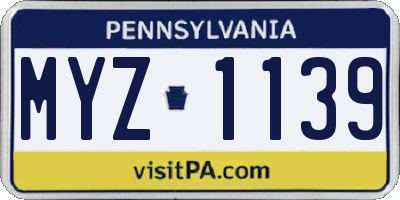 PA license plate MYZ1139