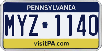 PA license plate MYZ1140