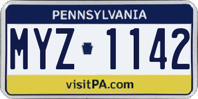 PA license plate MYZ1142