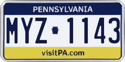 PA license plate MYZ1143
