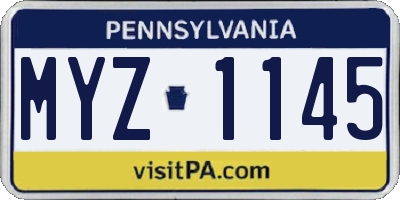 PA license plate MYZ1145