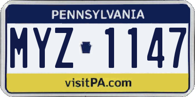 PA license plate MYZ1147