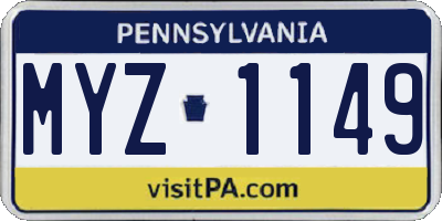 PA license plate MYZ1149
