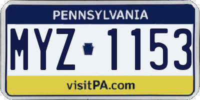 PA license plate MYZ1153
