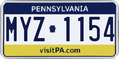 PA license plate MYZ1154
