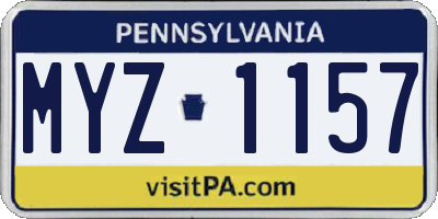PA license plate MYZ1157