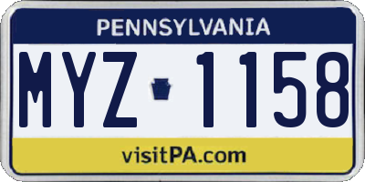 PA license plate MYZ1158