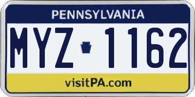 PA license plate MYZ1162