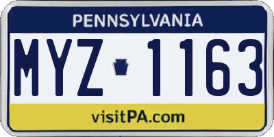 PA license plate MYZ1163