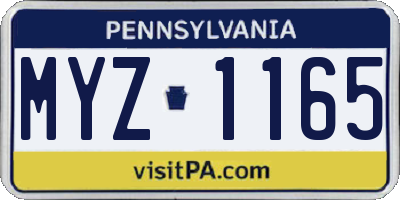 PA license plate MYZ1165