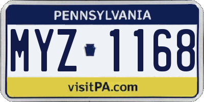 PA license plate MYZ1168