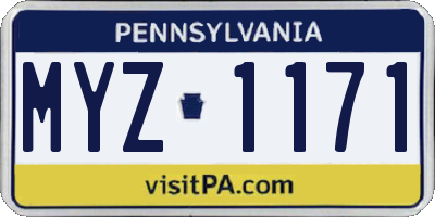 PA license plate MYZ1171
