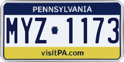 PA license plate MYZ1173
