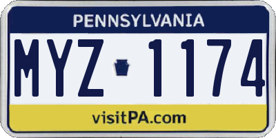 PA license plate MYZ1174