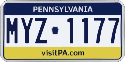 PA license plate MYZ1177